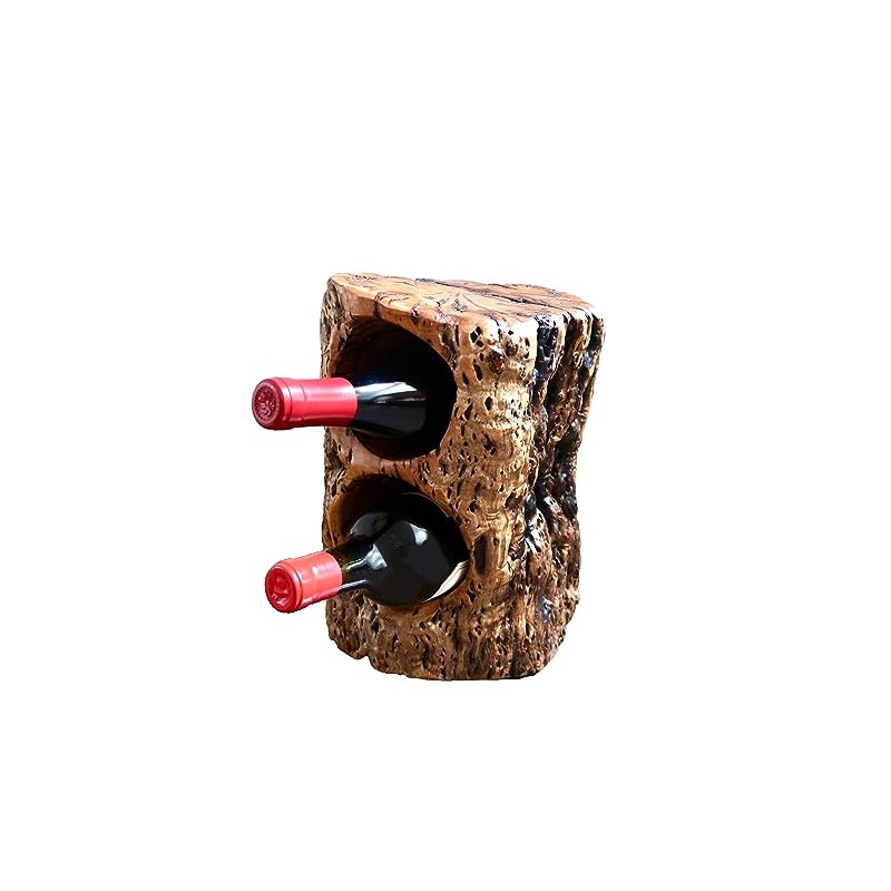 THY COLLECTIBLES Natural Handcarved Tree Stump Wood Wine Bottle Holder