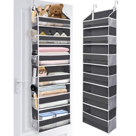 ULG Over The Door Organizer with 6 Large Pockets 12 Side Pockets, 50lbs Weight Capacity Door Hanging Organizer for Bedroom, Bathroom, Pantry, Nursery Storage, Dark Gray