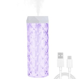 USB Desktop Crystal Humidifier 1000ml with 7 Colors LED Night Light, No Noise Suitable for Home, Office, Desk, Bedroom and Babies Room and No Battery (1000ml)