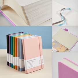 Dotted Journal, A5 Hard Cover Dotted Journal with Premium 100 GSM Thick Paper, Pen Loop, Inner Pocket, Elastic Banded, Faux Leather Cover, 192 Pages, 14.5X21.3 cm (Purplish Pink)