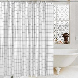 [Fool Love] DT166 grid pattern waterproof bathroom shower curtain (150x180cm) / [바보사랑] DT166격자패턴 방수 욕실 샤워커튼 (150x180cm)