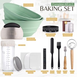 Silicone Basket, Sourdough Bread Baking Supplies, Sourdough Starter Kit, Bread Lame, Danish Dough Whisk, Bread Basket, Bread Proofing Basket (Sage)