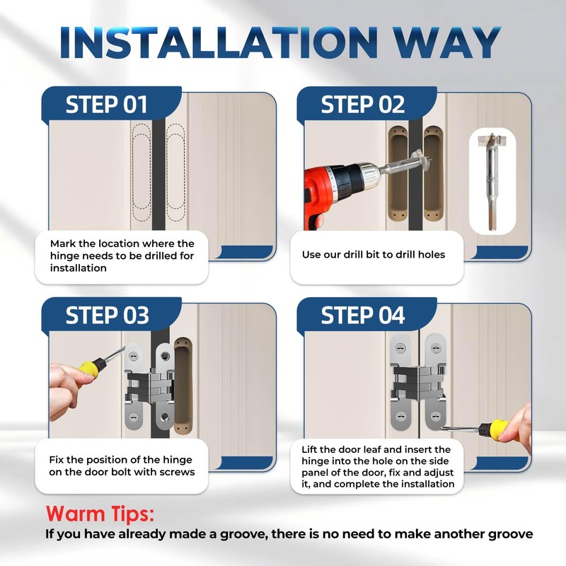 JAXYOOM Hidden Door Hinge 0.63 * 2.76Inch – 4Pcs Invisible