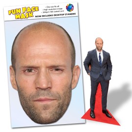 Party People 1 x Jason Statham - Ready To Wear Celebrity Face Mask Includes Freestanding 20cm Desktop Standee Card Cutout - Standee Jason S