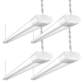 BBOUNDER 4 Pack Linkable LED Utility Shop Light, 4400 LM, Super Bright 6500K Cool Daylight, 4 FT, 48 Inch Integrated Fixture for Garage, 40W Equivalent 250W, Surface + Suspension Mount, White