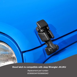 Hood Latch for Jeep, Hood Catch for Jeep Wrangler, Hood Latches Compatible with Jeep Wrangler Jk/JKU 2007-2018, Black,1Pair.