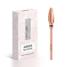 AIRSEE Tungsten Carbide Acrylic Nail Drill Bit Efile Electric File Machine Head Tip for Manicure Polishing Fast Remove Gel 3/32" Shank Right Hand Advanced Salon Tech Rose Gold Big Cone Extra Coarse-XC
