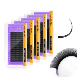 NAGARAKU 5 Boxes of Individual Eyelashes, 1:1 Individual Eyelashes, Volume Eyelashes, Classic Eyelash Extension, Soft, Natural, 1 to 1 Eyelashes, Matte Black, 16 Row, High Capacity (0.20 mm, D