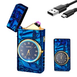 GADATOP Sail Lighter, Plasma Lighter, Electric Arc Lighter, USB Lighter Multifunctional Lighter, Windproof Lighter, Fashion Lighter, Metal Lighter Luminous Real Watch dial LED Lighting (Blue sail)