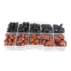 Bestartstore 130pcs 8/9/10/15/16mm Black and Brown Plastic Safety Nose D-Shape Craft Nose DIY Nose with Washers for Teddy Bear Doll Plush Animal Puppet Crafts