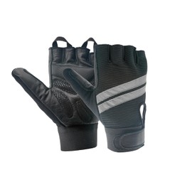 Inspired Comforts Wheelchair Gloves Fingerless Full Thumb with Anti-Slip Grip, Breathable & Reflective (Black/Black,S)