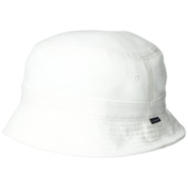 Lacoste Mens Solid Little Croc Pique Bucket Hat, White, Small-Medium