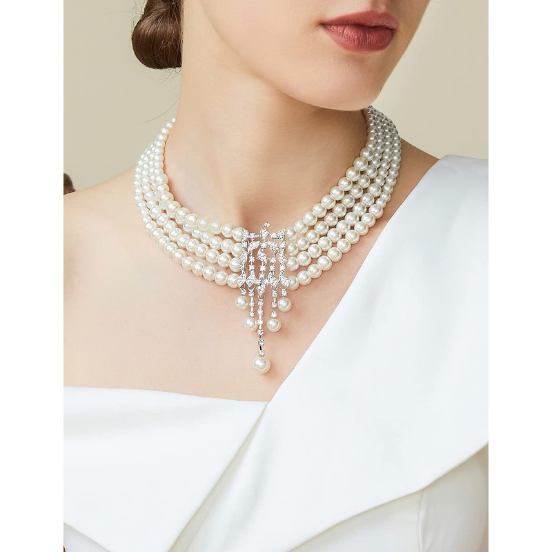 BABEYOND - Collar de perlas Gatsby de los años 20,