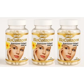 ALLNUE NATURAL PACK OF 3 BioCollagen Hydrolyzed Bio Collagen 1000 mg Colageno Skin Elasticity