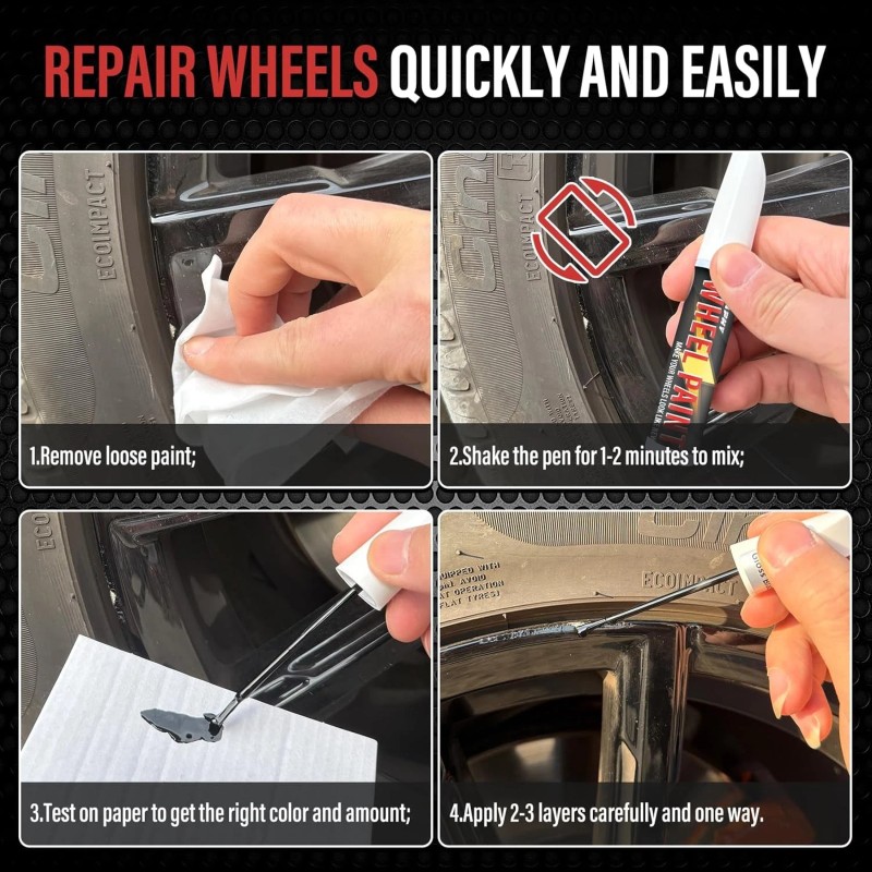 SMAPHY Matte Black Rim Touch Up Paint, Wheel Scratch Repair