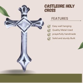Castleore Easy Wall Hanging Home Decor Religious Christian Crosses for Wall | Best for Home, Office and As Gift | Silver Antique | Size L 10.2 W 6.1 Inch | (White Antique)