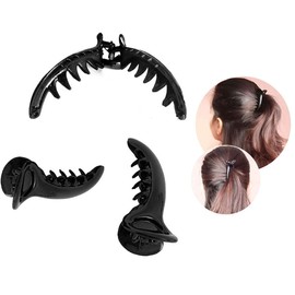 BHARATGAURAV Plastic Banana Mirchi Clip for Girls Women Pack of 6, Black