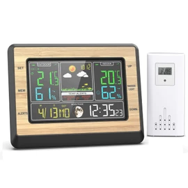 Wireless Weather Station Indoor Outdoor Thermometer 6 Inch Color Screen Digital Weather Thermometer with Weather Forecast Temperature Humidity Time Date Moon Phase Display Temperature Alarm