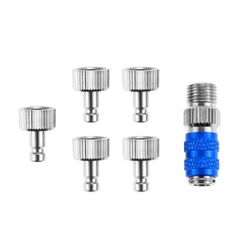 MUXSAM Airbrush Joint Quick Joint with 5 Plugs 1/8 Joint for Airbrush Quick Change Joint Coupler One-Touch Joint (Blue)