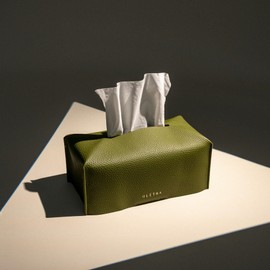 OLETHA Aesthetic Rectangle Tissue Box Cover, Medium Flat Box Tissues Holder Rectangular, Green