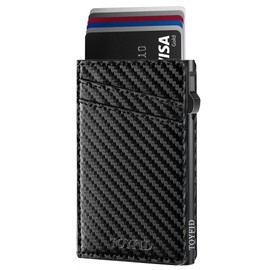 TOYFID Minimalist Wallet for Men,Slim Wallet for Men,Pop Up Wallet, Slim Card Holder,Metal Slim Cards Holder,RFID Blocking,Minimalist Card Case,Ultralight,Hold 8 Credit Cards,Black