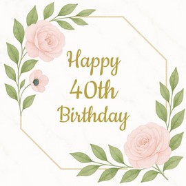 40th Birthday Guest Book: Pink and Gold Memory Party Keepsake with 75 Unique Questions and 50 Sign In Pages and Space for Pictures (8.5x8.5 inches, 108 pages) for Adults and Celebrations