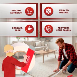 XFasten Double Sided Carpet Tape for Area Rugs, 2 Inch x 10 Yards w/Mini Cutter – Heavy Duty Anti Slip Rug Grip Tape, Works as Rug Gripper, Wood Safe, Easy Removal for Hardwood and Laminate Floors