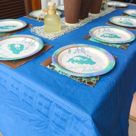 TheoZemica Blue Paper Tablecloths Disposable for Rectangle Tables 6 Pack, Waterproof 3 Ply Paper & Plastic Table Cover for Party, 54 x 108 Inch Parties Table Cloth for Birthday Wedding Banquet