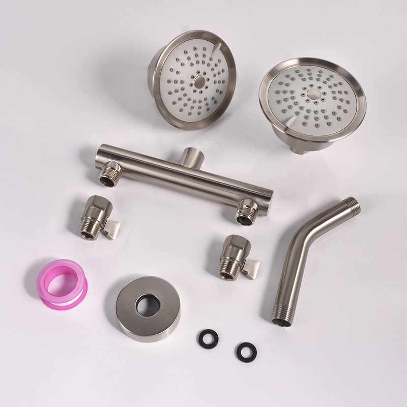 KAPHOME Double Shower Head with Shower Shut-Off Valves,2 Shower Head
