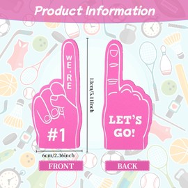 Cansybil 20 Pcs Mini Foam Fingers, We're Number 1 Finger Foam Fingers,Sports Fan Foam Finger,Cheerleader Foam Hands - Designed for all kinds of sports events, games, schools and stadiums (Pink)