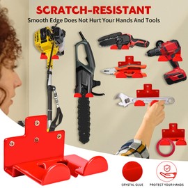 FVNANL Garage Organization Weedeater Hanger Garage Organizer Trimmer Rack, Wall Mount Garden Tool Organizer Heavy Duty Tool Hangers for Hedge Trimmer, Chainsaw and Leaf Blower (2 Pack, Red)