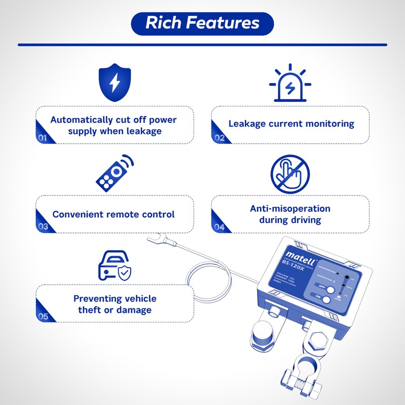 matell DC 12V Remote Battery Disconnect Switch Smart Voltage Control
