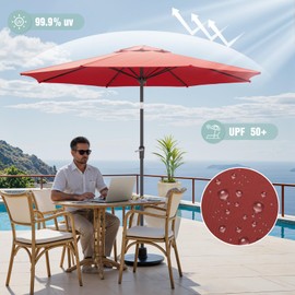 Sannwsg 10 ft Umbrella Outdoor Patio, Porch Umbrella with Fiberglass Ribs, Large Patio Umbrellas with Push Button Tilt/Crank, Market Umbrellas, Large Patio Umbrela for Backyard, Deck, Garden, Pool