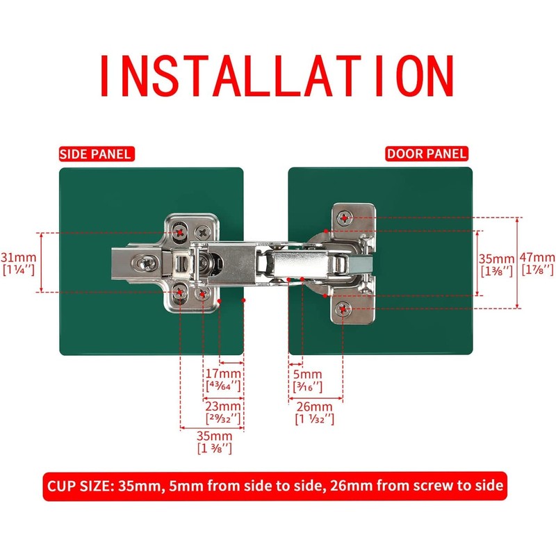 LUCKYBEE 175 Degree Hinge 2 Pack Concealed Hinges Slide Hinges