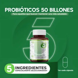 Lifeed5 Probióticos 50 Billones + Prebióticos + Enzimas Digestivas | 120 Cápsulas (120 días)