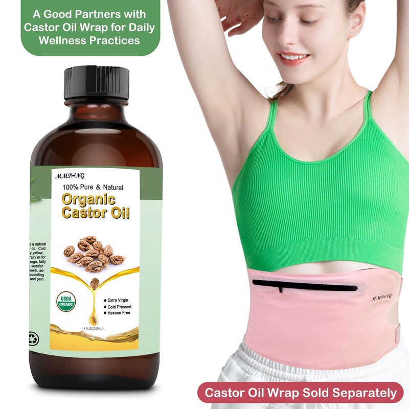 MMPANG Organic Castor Oil (8oz Glass bottle) USDA Certified 100%