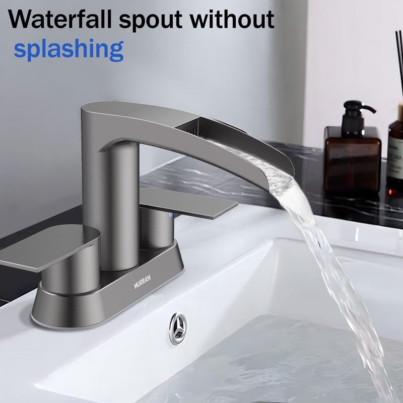 Bathroom Sink Faucet for 3 Hole, Hurran 4 Inch Bathroom