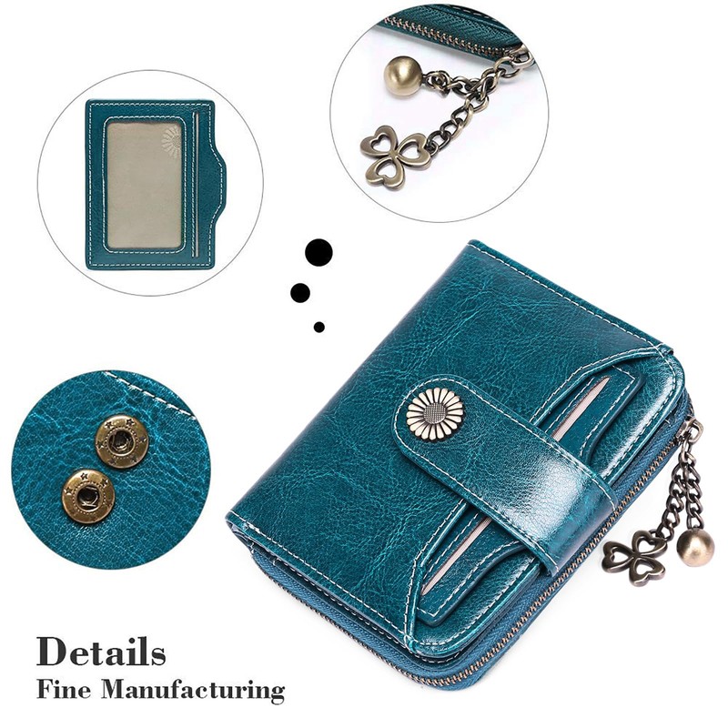SENDEFN Purses for Women Genuine Leather Small Bifold Compact Womens