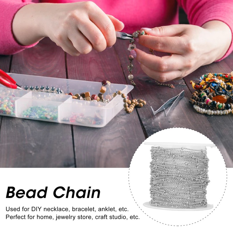 19.6 Feet Bead Chain Stainless Steel Jewelry Making DIY Link