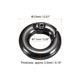 uxcell Anillos de Resorte Redondos, 20 Piezas 0.51" OD Gatillo Hebilla Clips de Resorte para Bolsos, Carteras, Llaveros, Accesorios de Bricolaje, Negro Metálico