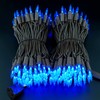 YULETIME Blue LED Christmas Lights with Brown Wire, 66 Feet