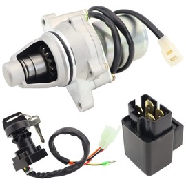 STABSOLI Starter Motor & Solenoid Relay & Ignition Switch for Suzuki ATV LT80 Quadsport 1987-2006 31100-40B00 31100-40B01 21163-S003