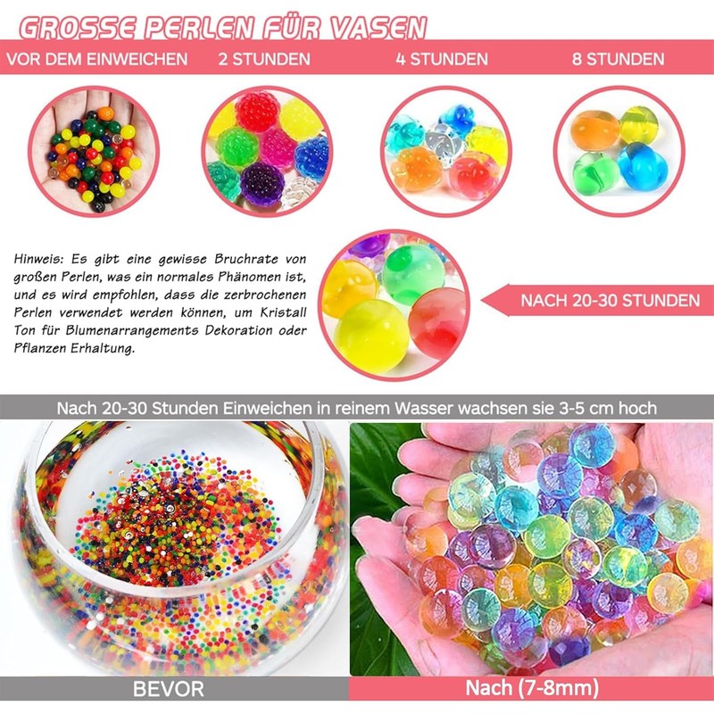 HSYTEK 30000 Stück Wasserperlen für Wasserperlen Vase Deko, Water Beads