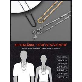 FaithHeart Women's Chain, 2 mm Anchor Chain Link Chain in Silver/Gold/Rose Gold/Black, Stainless Steel Rolo Chain 35 cm - 75 cm, Chains for Birthday, Valentine's Day, Mother's Day, Metal, No Gemstone