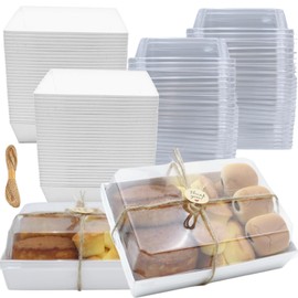 ToppYuanZea ToppYuanZea 40 Pack Paper Charcuterie Boxes with Clear Lids, 7 x 5 Inch Disposable Take Out Bakery Container, White To Go Boxes for Sushi Cake Slice, Cupcakes, Sandwiches, Cookies, Cocoa Bombs, Salads