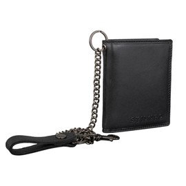 STILORD 'Mick' Wallet with Chain Men's Leather Wallet with RFID Protection Wallet Small Vintage Slim Wallet Biker Purse Genuine Leather, black, coin purse