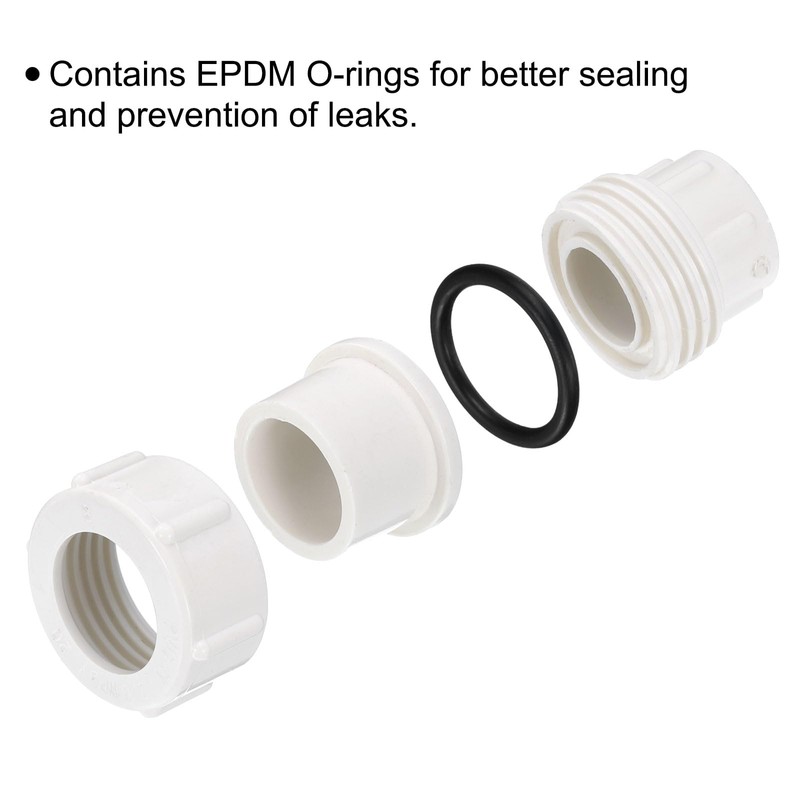 sourcing map 2 Pcs 1.5" Union PVC Coupling Pipe Fitting