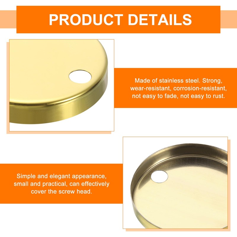 uxcell 2Pcs Toilet Seat Hinge Cover, 60mm Stainless Steel Toilet