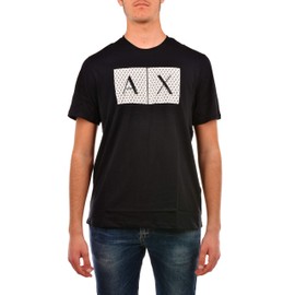 A|X ARMANI EXCHANGE mens Crew Neck Logo Tee T Shirt, Grid Logo Navy, Medium US