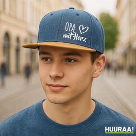 Huuraa Cap Hat Grandpa with Heart Gift Grandpa Gift Idea, denim, Unit size